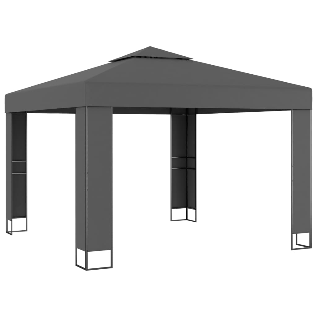 vidaXL Gazebo with Double Roof 9.8'x9.8' Anthracite