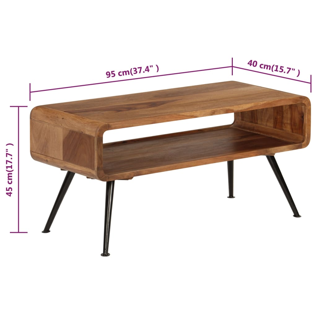 vidaXL Coffee Table Solid Sheesham Wood 37.4"x15.7"x17.7"