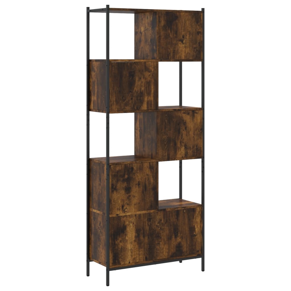 vidaXL Bookcase Smoked Oak 28.3"x11"x67.7" Engineered Wood