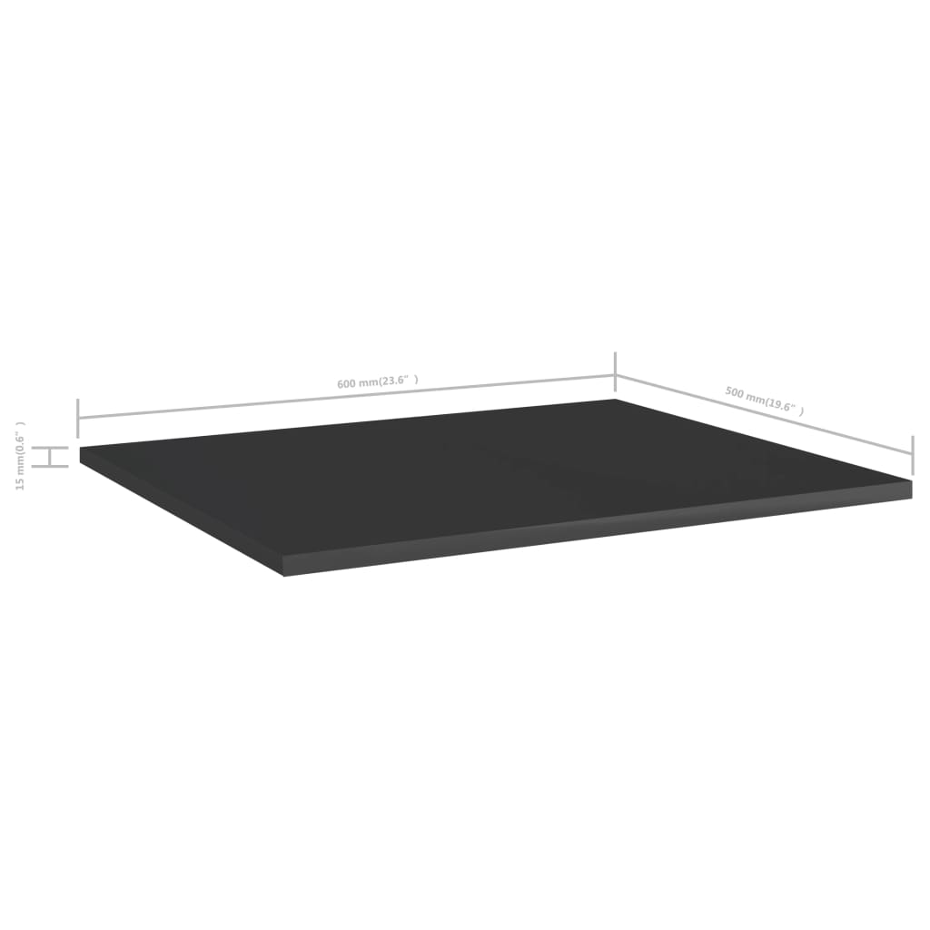 vidaXL Bookshelf Boards 8 pcs High Gloss Black 23.6"x19.7"x0.6" Engineered Wood