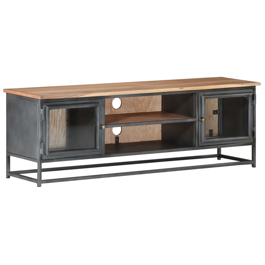 vidaXL TV Cabinet Gray 47.2"x11.8"x15.7" Solid Acacia Wood and Steel