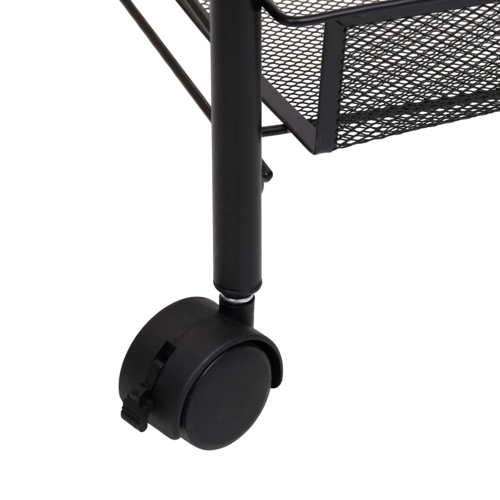 vidaXL 4-Tier Kitchen Trolley Black 18.1"x10.2"x33.5" Iron