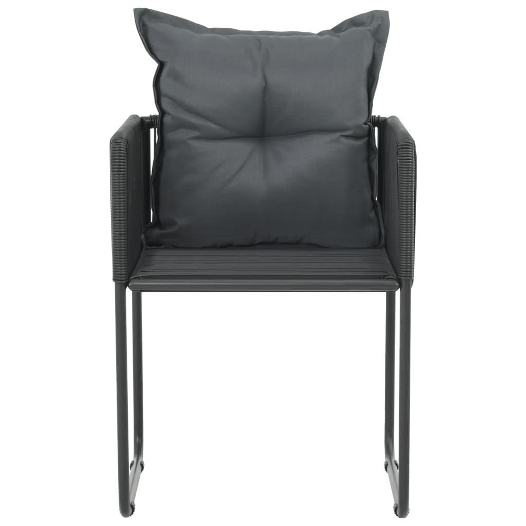 vidaXL Patio Chairs 6 pcs with Pillows Poly Rattan Black