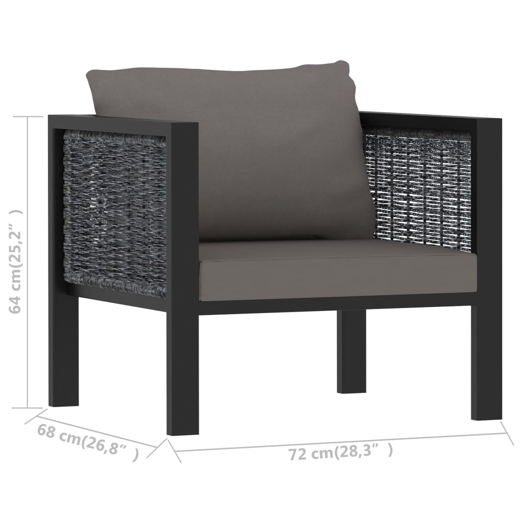 vidaXL 5 Piece Patio Lounge Set with Cushions Poly Rattan Anthracite