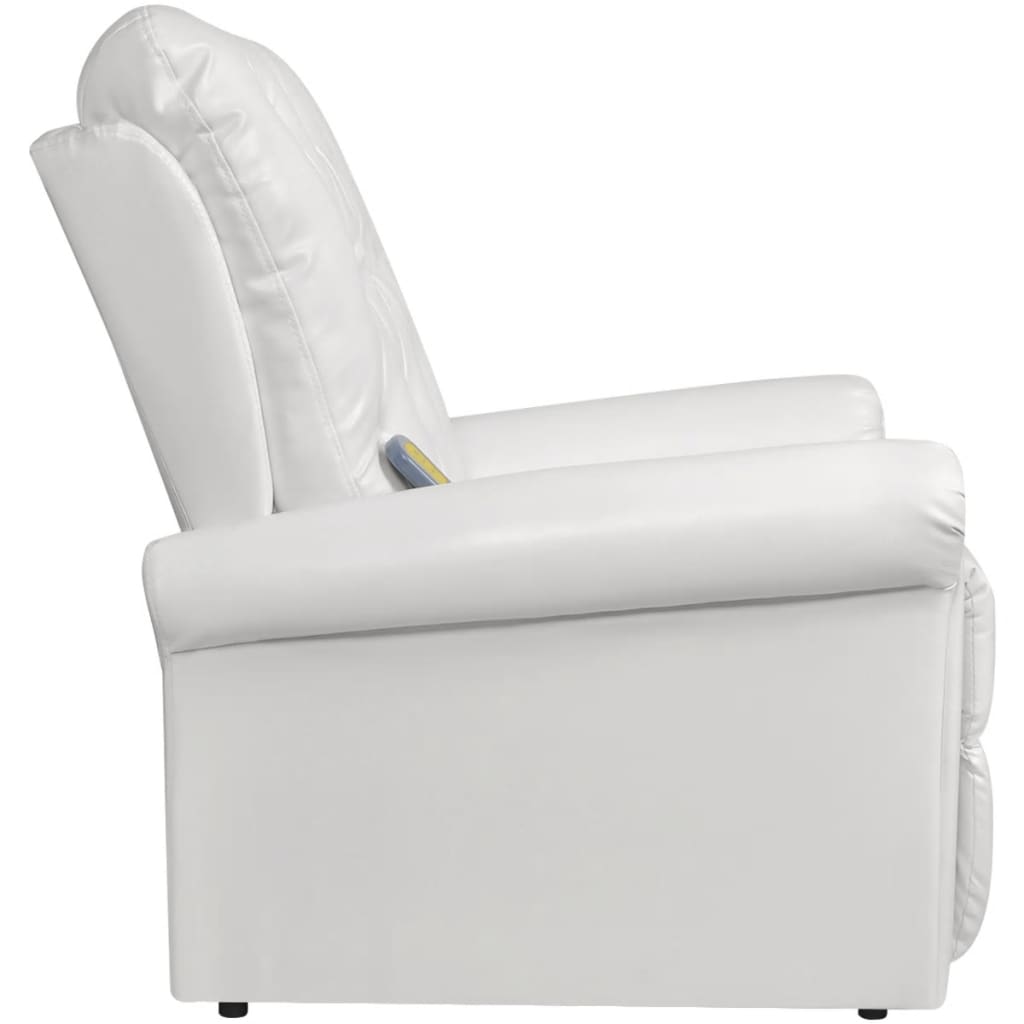 vidaXL Recliner Massage Chair White Faux Leather