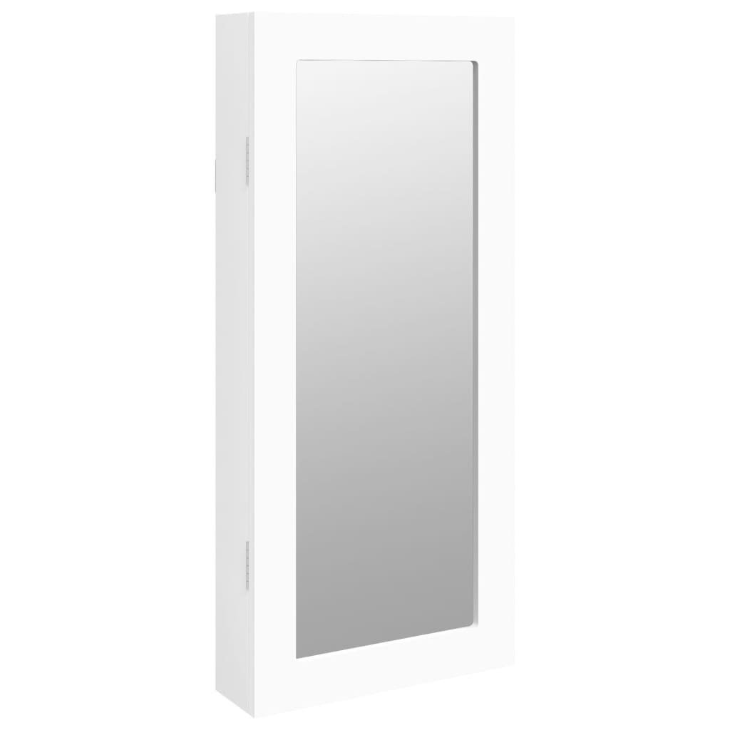 vidaXL Mirror Jewelry Cabinet Wall Mounted White 11.8"x3.3"x26.4"