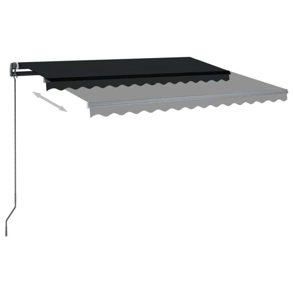 vidaXL Manual Retractable Awning with LED 9.8'x8.2' Anthracite