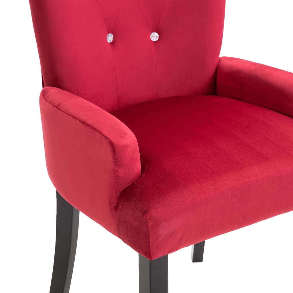 vidaXL Dining Chair with Armrests 4 pcs Red Velvet