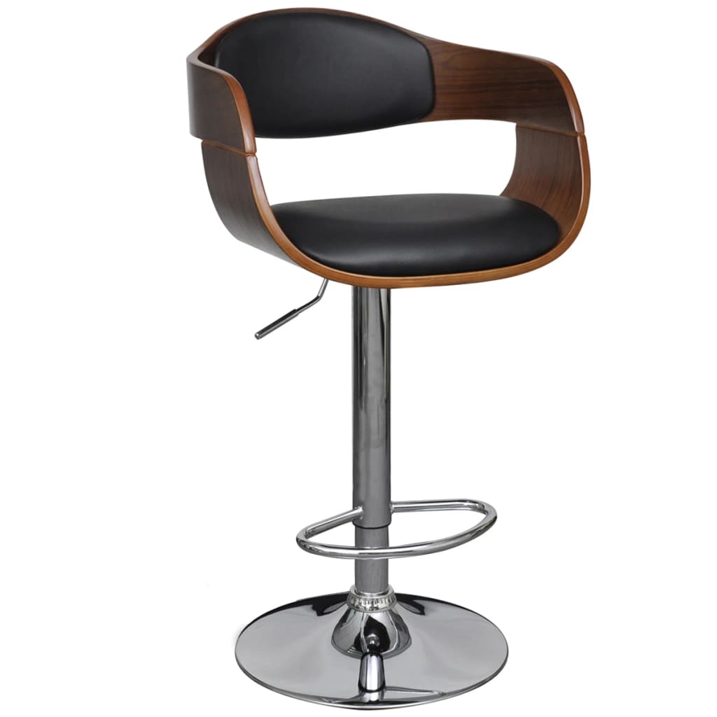 vidaXL Bar Stool Bent Wood and Faux Leather