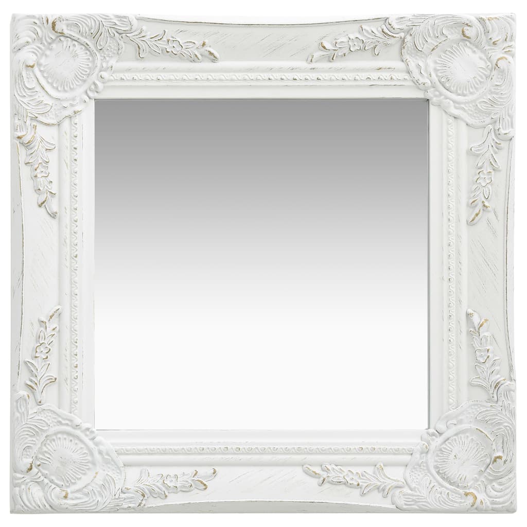 vidaXL Wall Mirror Baroque Style15.7"x15.7" White