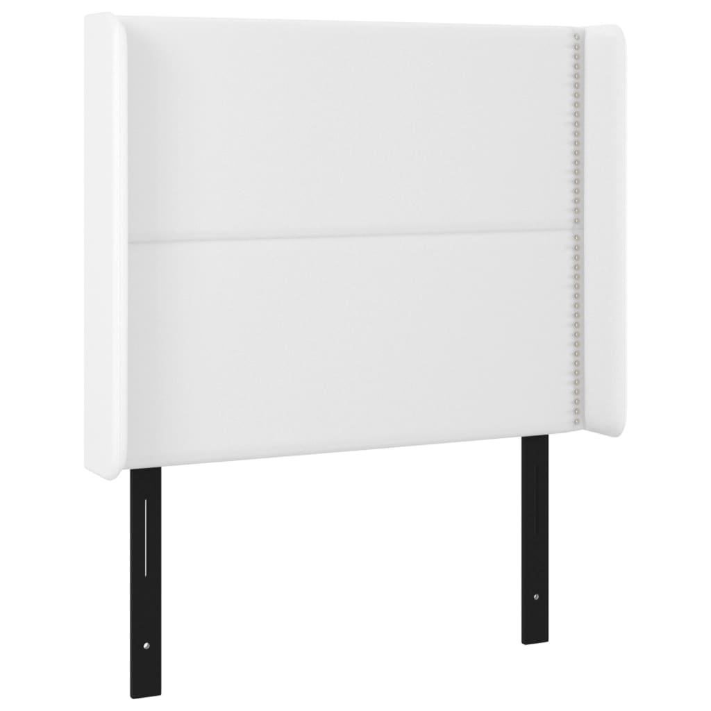 vidaXL LED Headboard White 40.6"x6.3"x46.5"/50.4" Faux Leather