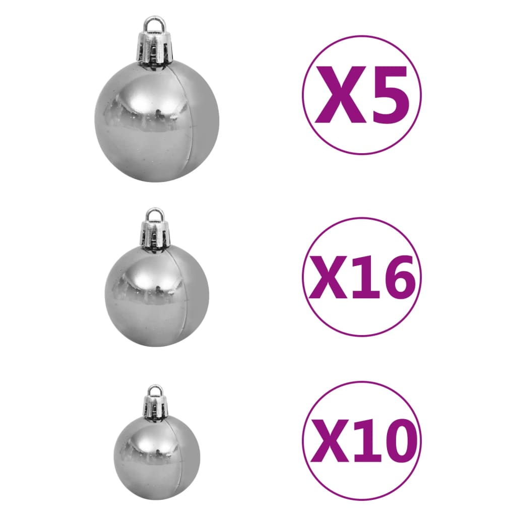vidaXL Artificial Christmas Tree with LEDs&Ball Set White 82.7" PVC