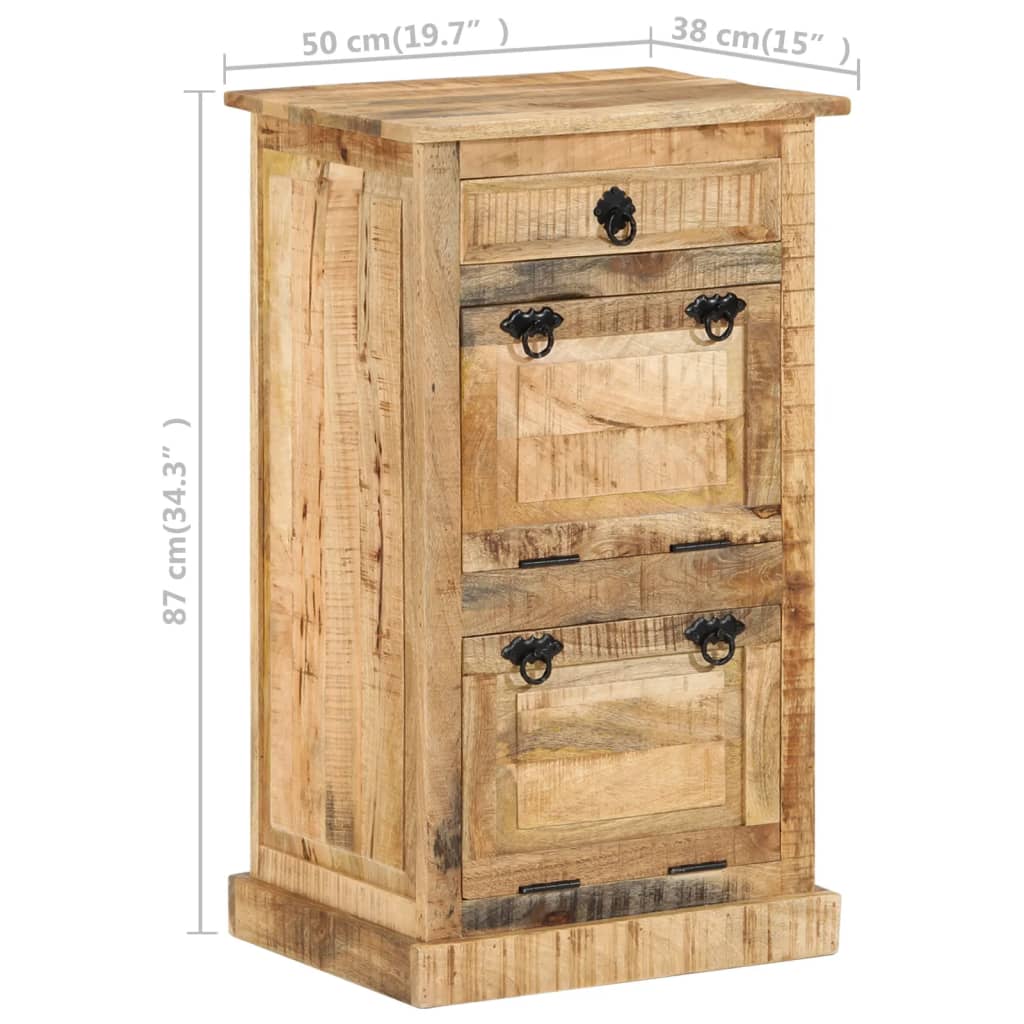vidaXL 4-Layer Shoe Cabinet with Drawer Solid Rough Mango Wood