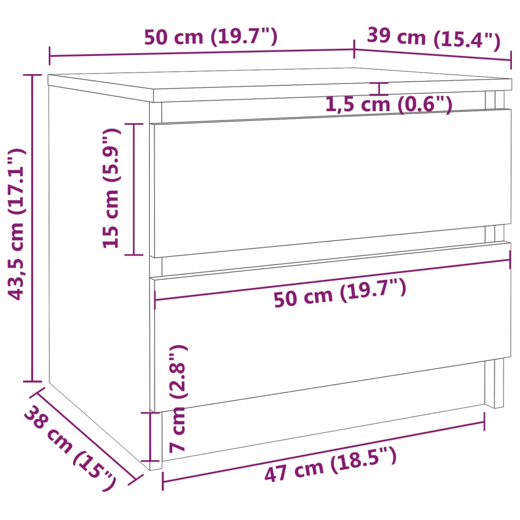 vidaXL Side Cabinets 2 pcs Gray Sonoma 19.7"x15.4"x17.1" Engineered Wood