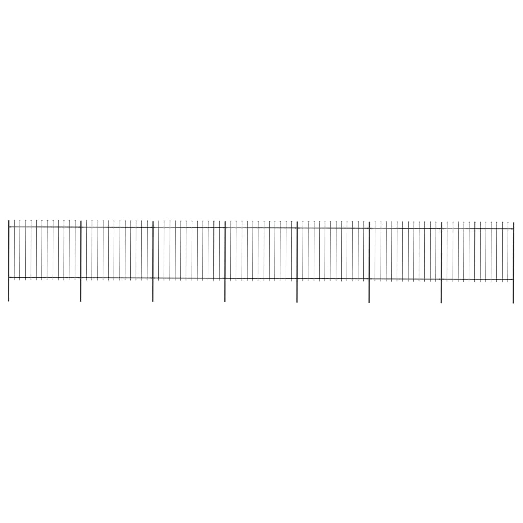 vidaXL Garden Fence with Spear Top Steel 468.5"x59.1" Black