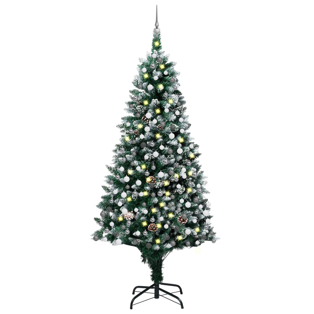 vidaXL Artificial Christmas Tree with LEDs&Ball Set&Pine Cones 94.5"