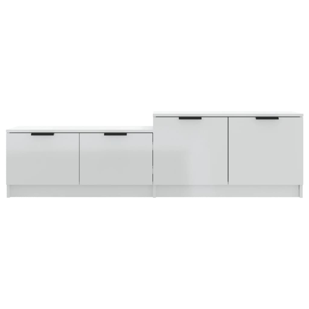 vidaXL TV Cabinet High Gloss White 62.4"x14.2"x17.7" Engineered Wood