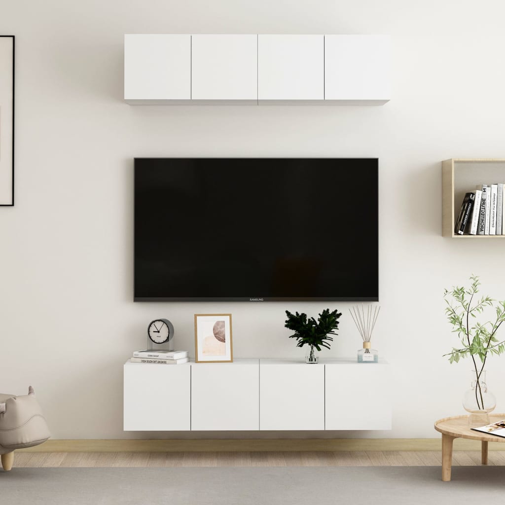 vidaXL TV Stands 4 Pcs White 23.6"x11.8"x11.8" Engineered Wood