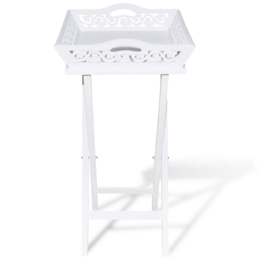 vidaXL Side Table with Tray White