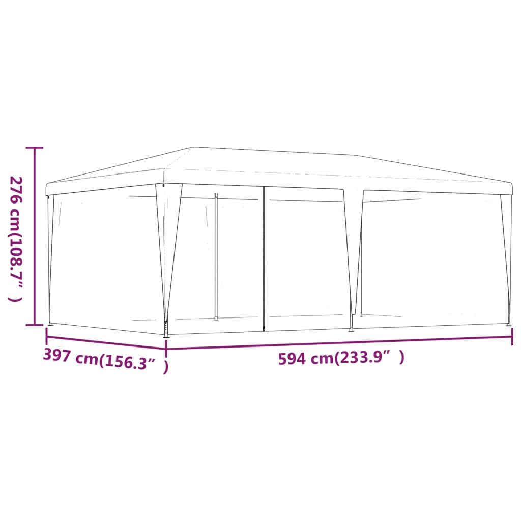 vidaXL Party Tent with 6 Mesh Sidewalls Blue 19.7'x13.1' HDPE