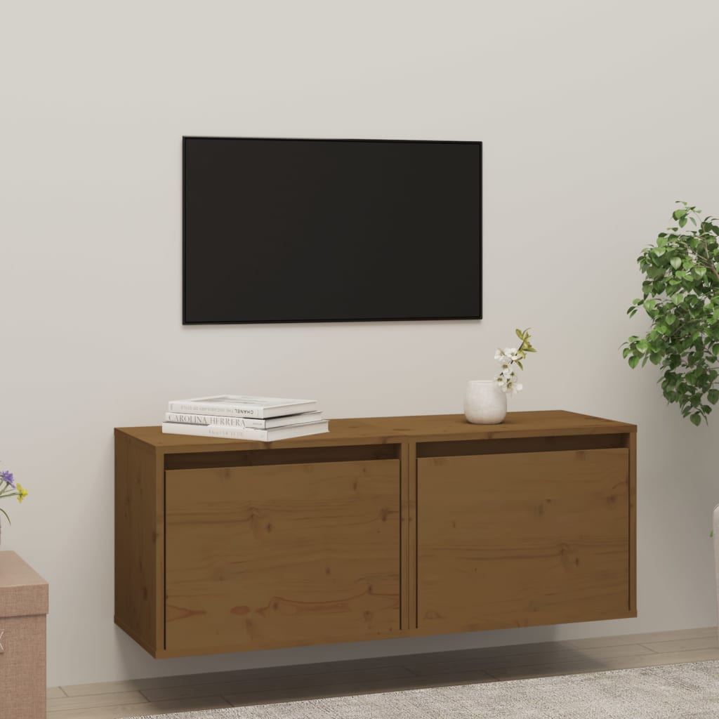 vidaXL Wall Cabinets 2 pcs Honey Brown 17.7"x11.8"x13.8" Solid Wood Pine