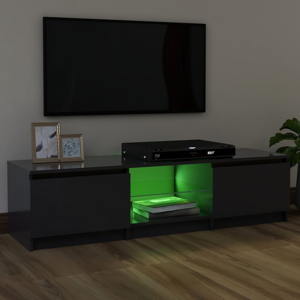 vidaXL TV Cabinet with LED Lights Gray 47.2"x12"x14"