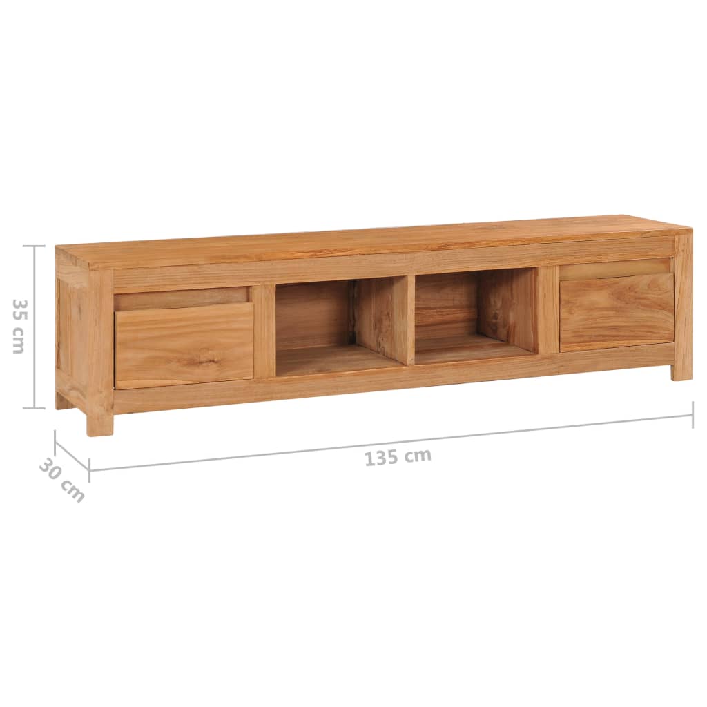 vidaXL TV Stand 53.1"x11.8"x13.8" Solid Wood Teak