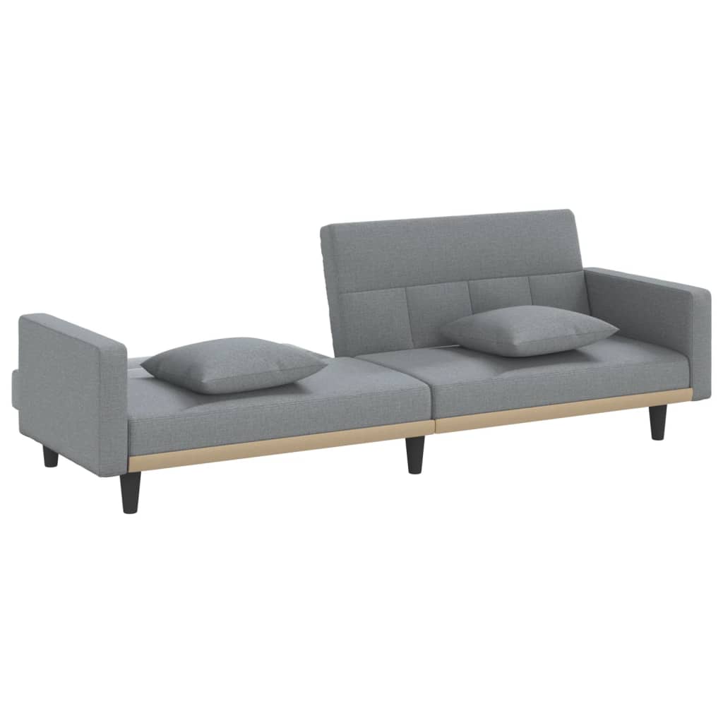 vidaXL Sofa Bed with Cushions Light Gray Fabric