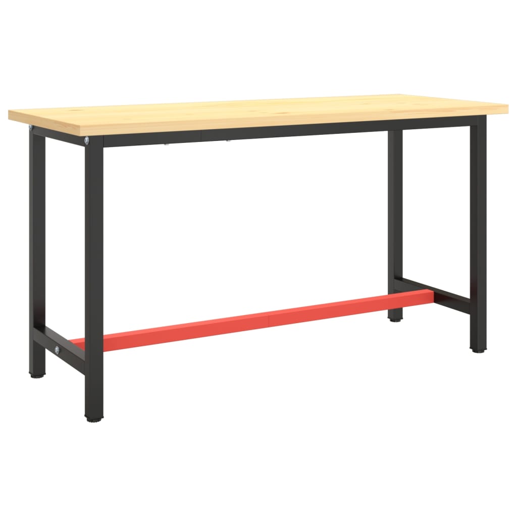 vidaXL Work Bench Frame Matte Black and Matte Red 55.1"x19.7"x31.1" Metal