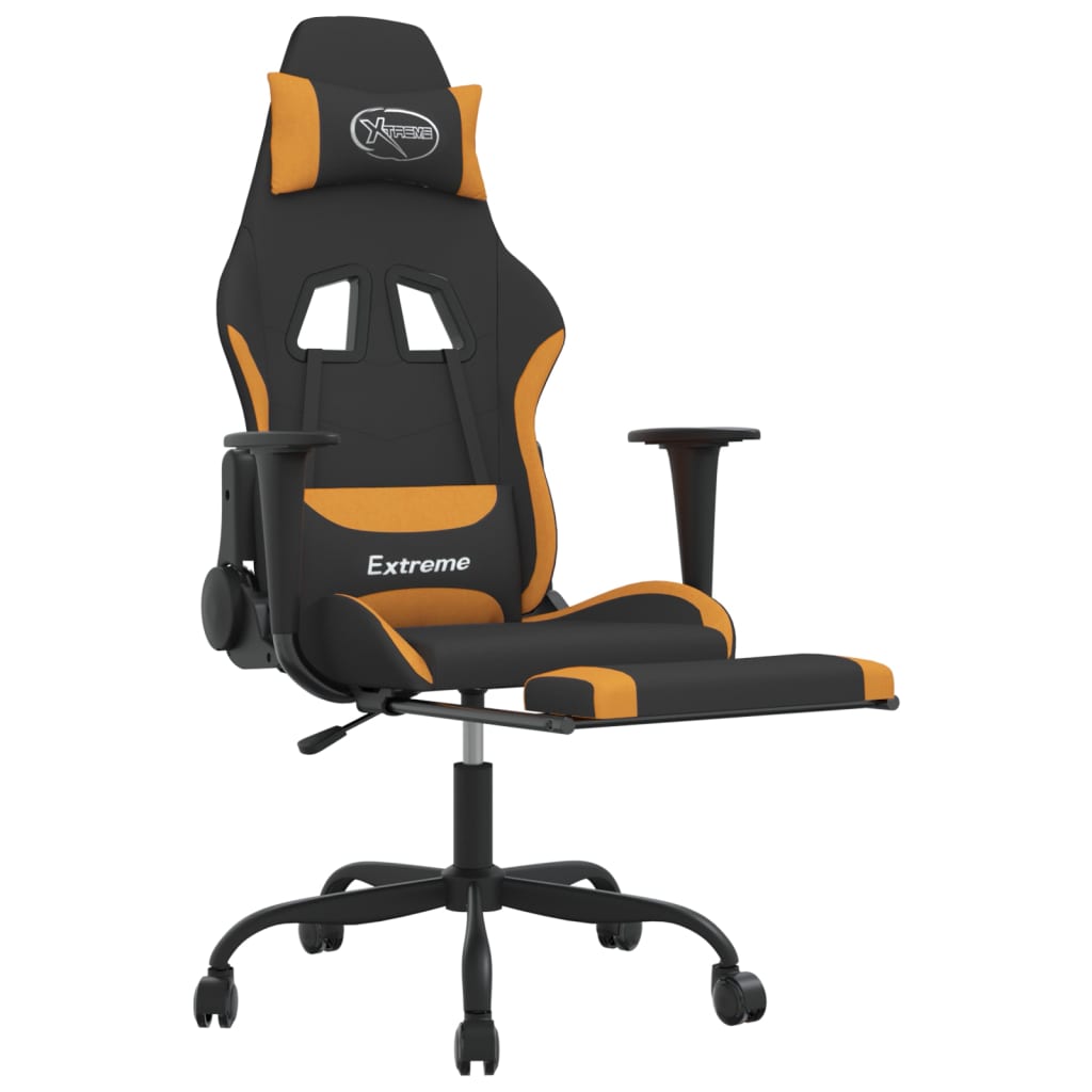vidaXL Gaming Chair with Footrest Black and Orange Fabric