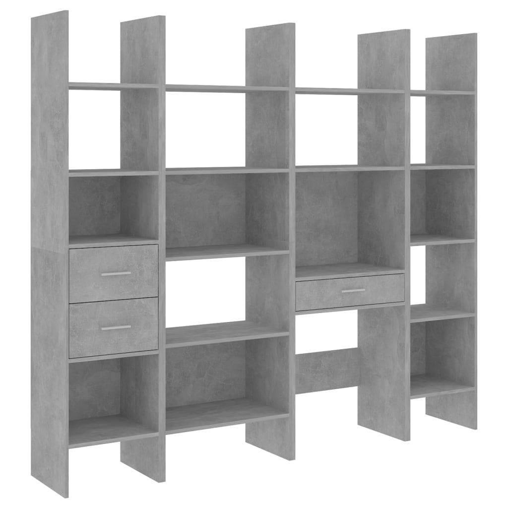 vidaXL 4 Piece Book Cabinet Set Concrete Gray Chipboard