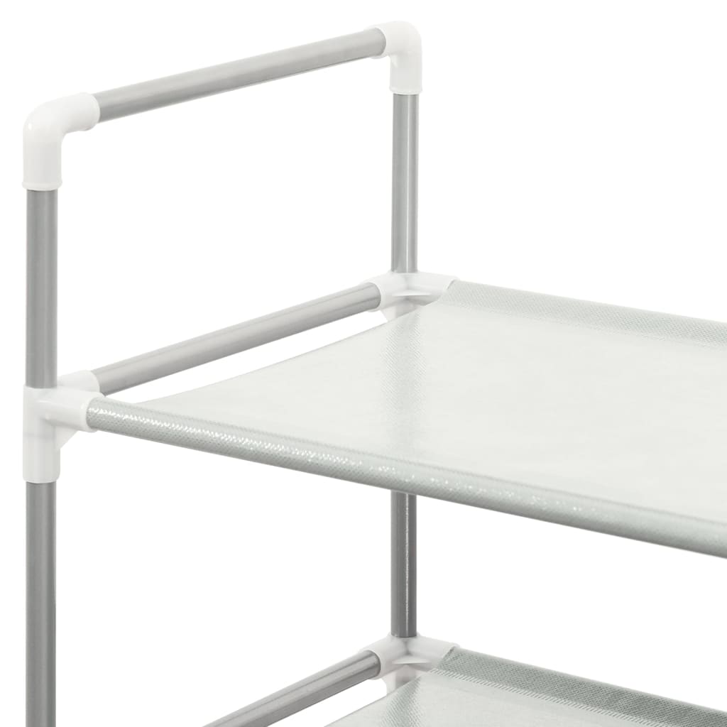 vidaXL Shoe Rack with 8 Shelves Metal and Non-woven Fabric Silver