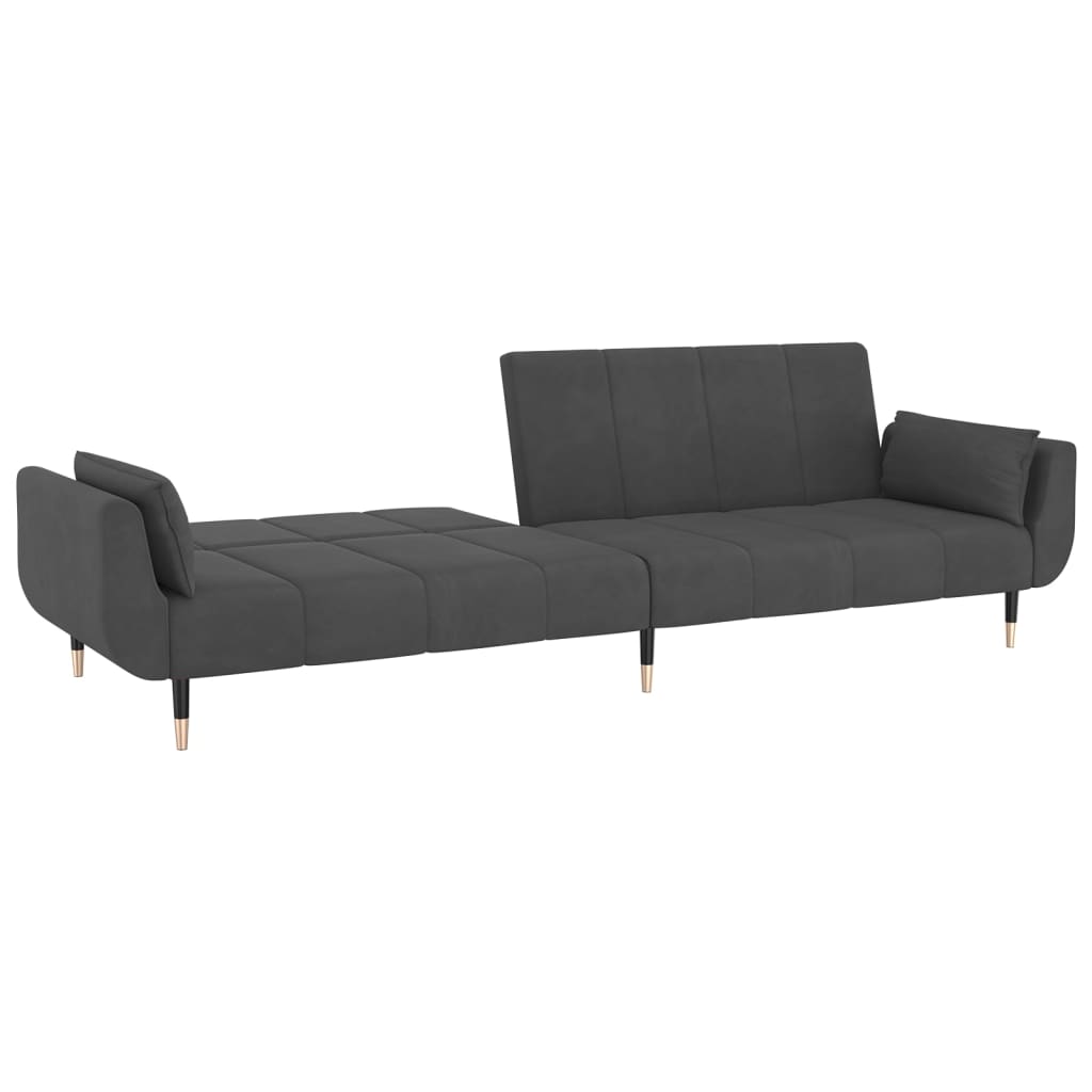 vidaXL 2-Seater Sofa Bed with Two Pillows Dark Gray Velvet