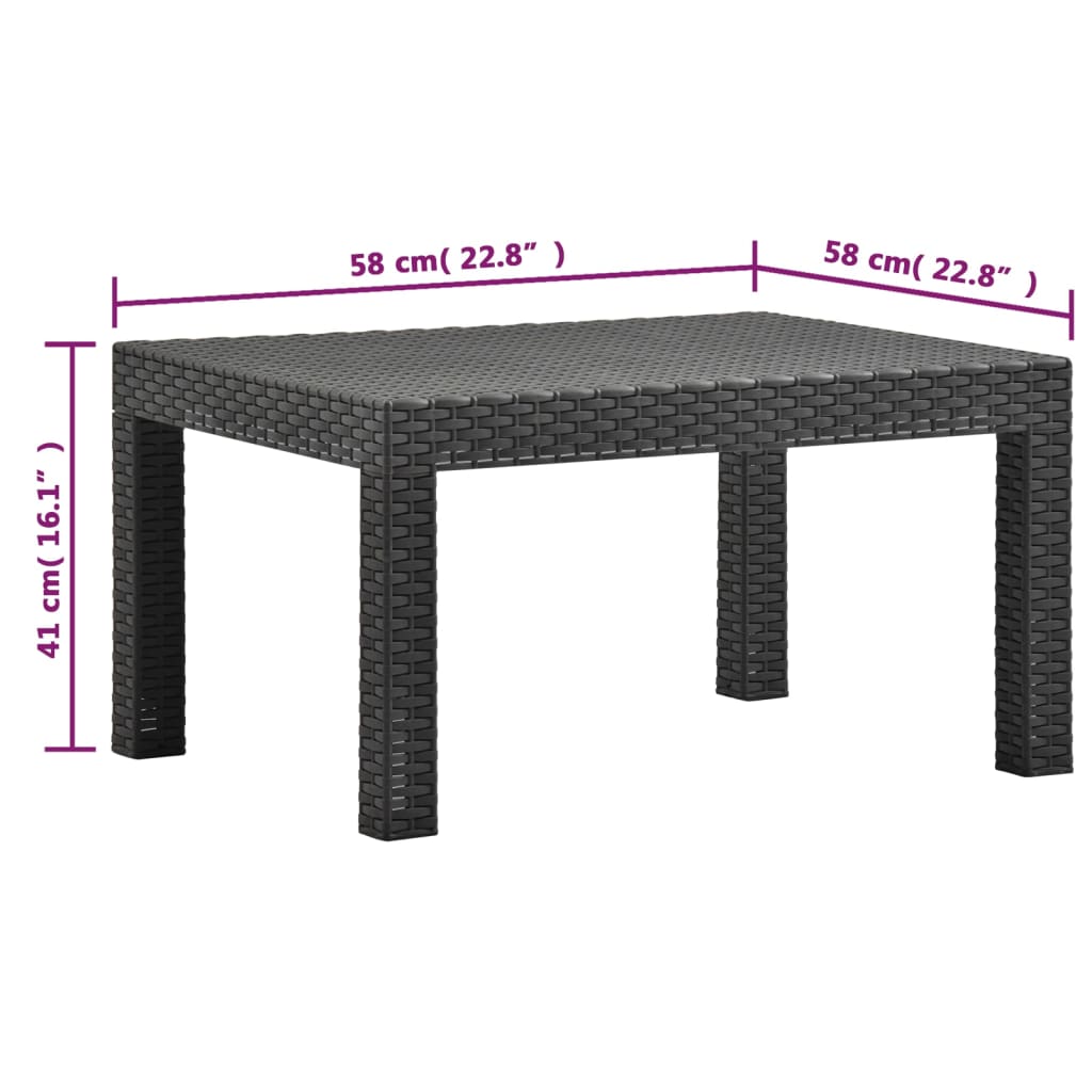 vidaXL 3 Piece Patio Lounge Set with Cushions PP Rattan Anthracite