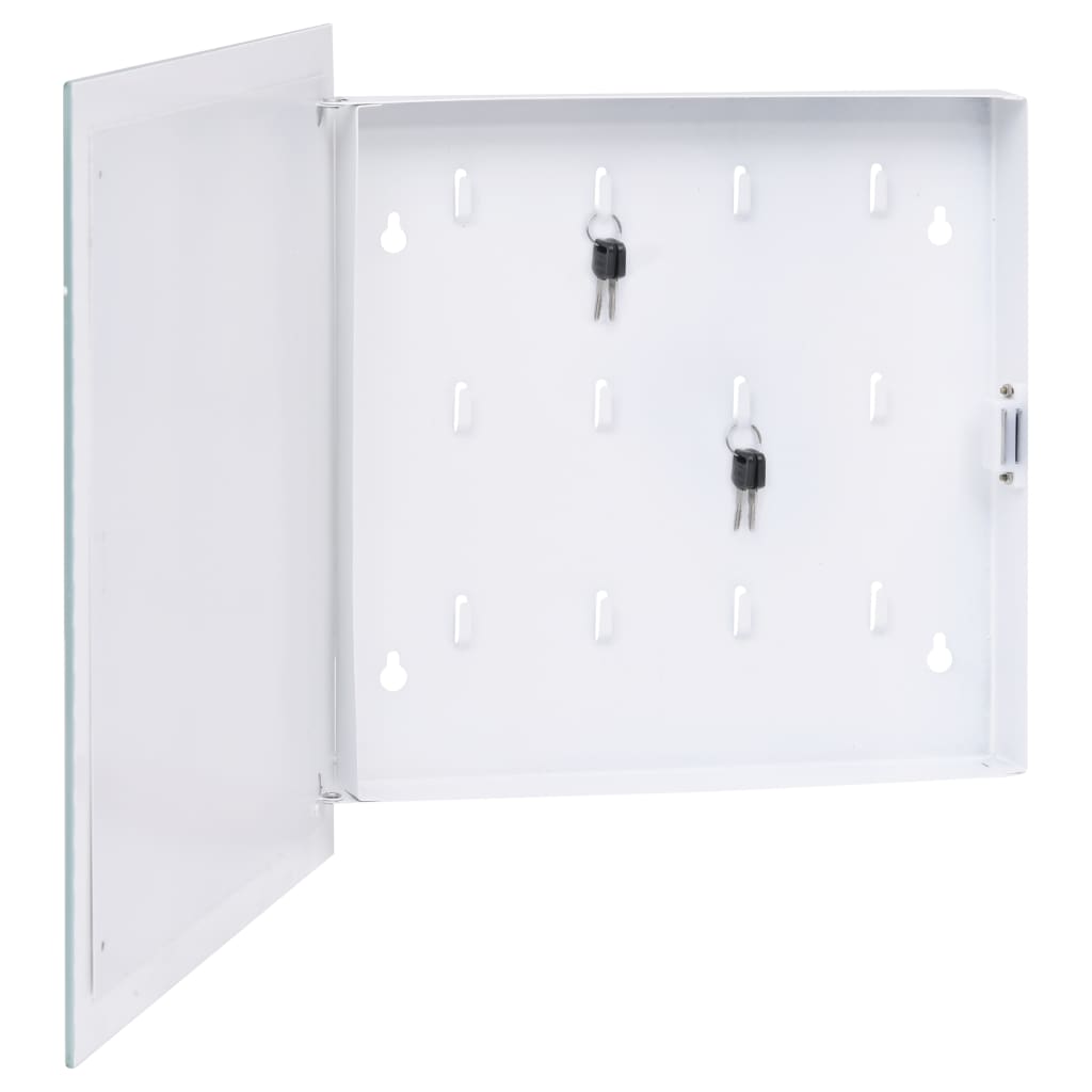 vidaXL Key Box with Magnetic Board White 13.8"x13.8"x2.2"