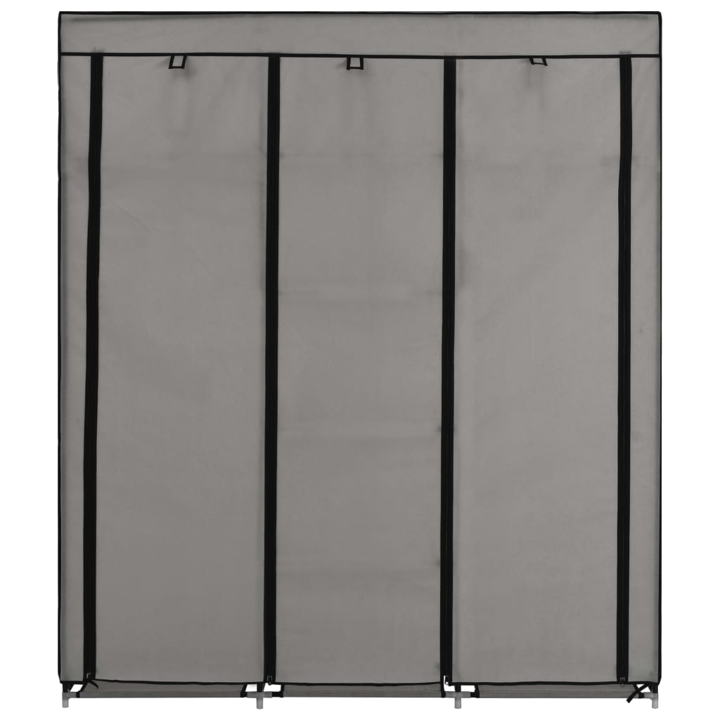 vidaXL Wardrobe with Compartments and Rods Gray 59.1"x17.7"x68.9" Fabric