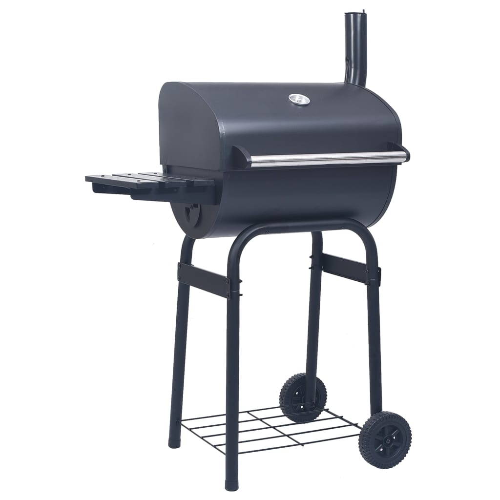 vidaXL Charcoal Grill Smoker with Bottom Shelf Black |