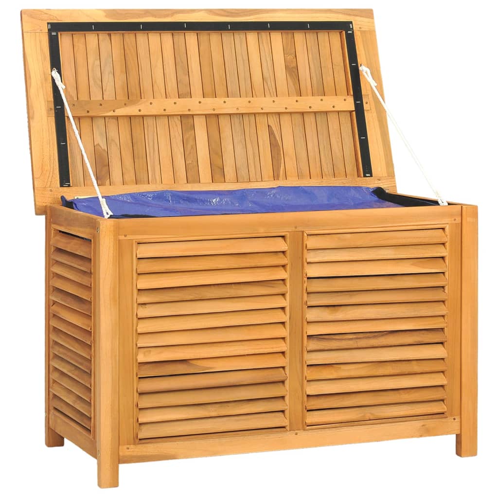 vidaXL Patio Storage Box with Bag 35.4"x19.7"x22.8" Solid Wood Teak