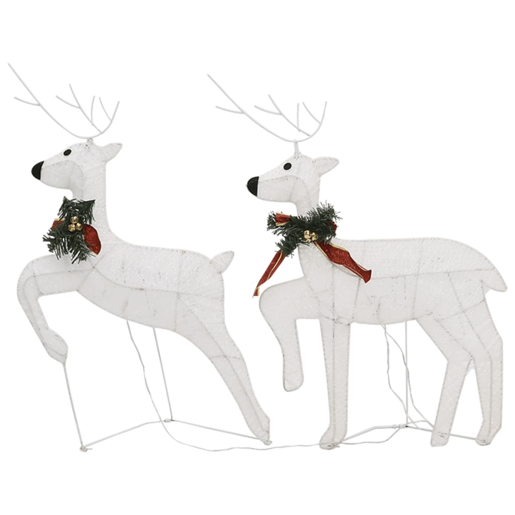 vidaXL Reindeer & Sleigh Christmas Decoration 100 LEDs Outdoor White