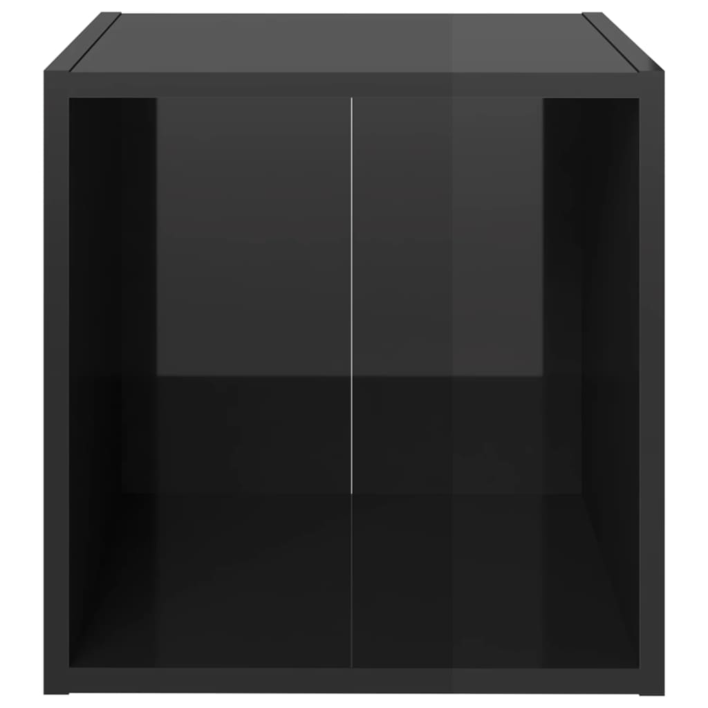vidaXL TV Stand High Gloss Black 14.6"x13.8"x14.6" Engineered Wood