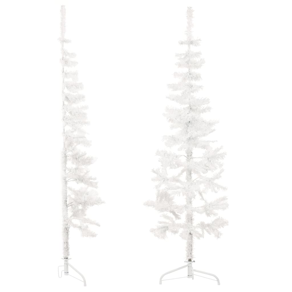 vidaXL Slim Artificial Half Christmas Tree with Stand White 6 ft