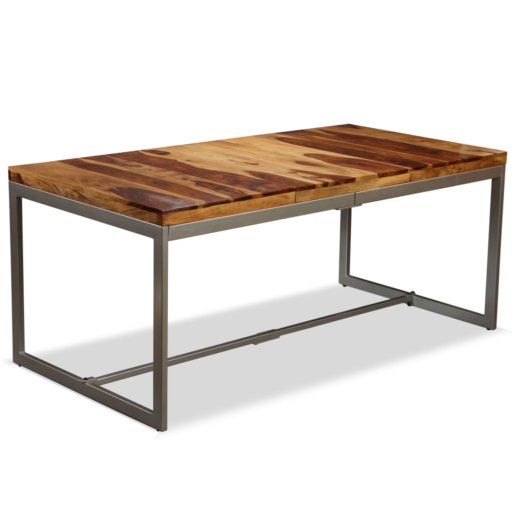 vidaXL Dining Table Solid Sheesham Wood and Steel 70.9"