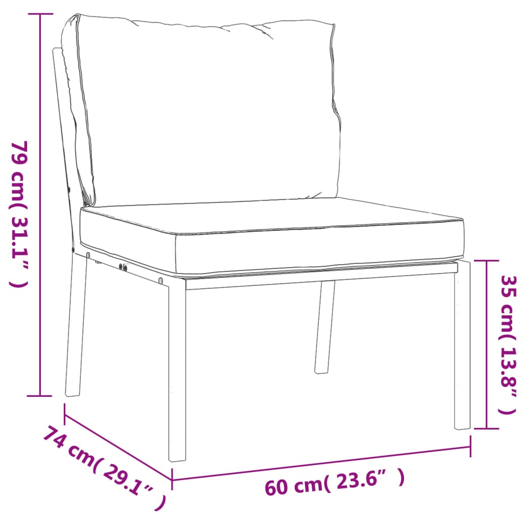 vidaXL Patio Chairs with Gray Cushions 2 pcs 23.6"x29.1"x31.1" Steel