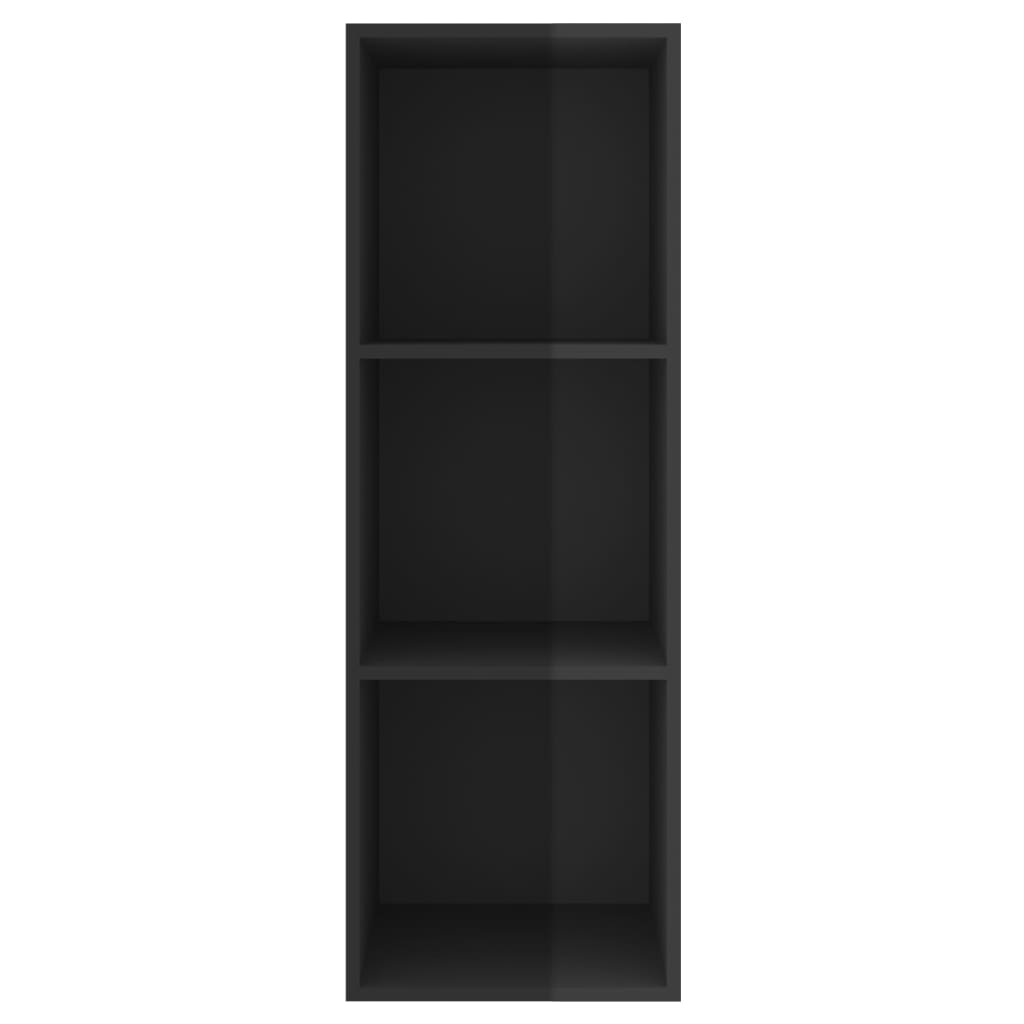 vidaXL Wall-mounted TV Stand High Gloss Black 14.6"x14.6"x42.1" Engineered Wood