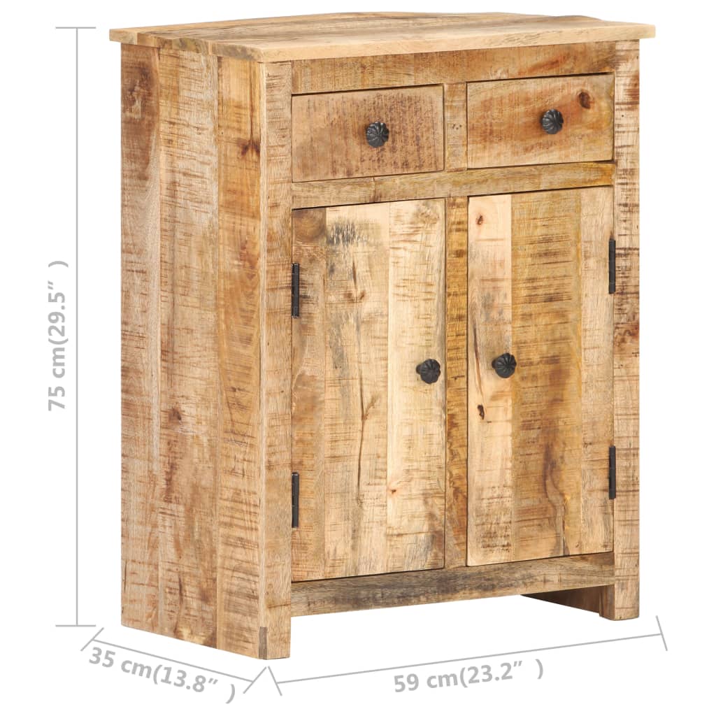 vidaXL Sideboard 23.2"x13.8"x29.5" Rough Mango Wood