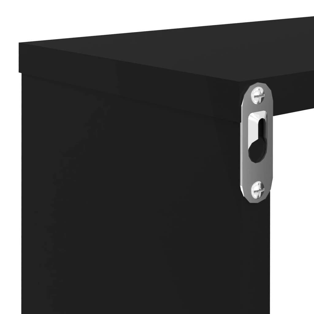 vidaXL Wall Cube Shelves 6 pcs Black 31.5"x5.9"x10.4" Engineered Wood