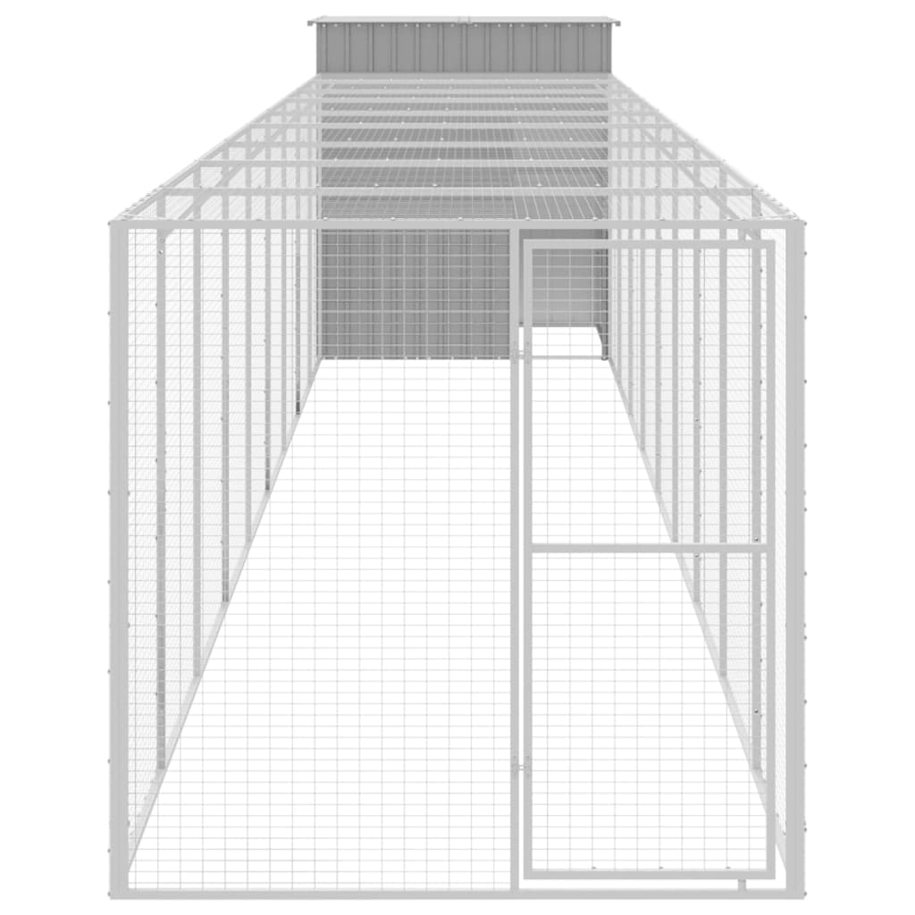 vidaXL Chicken Cage with Run Light Gray 65"x420.1"x71.3" Galvanized Steel