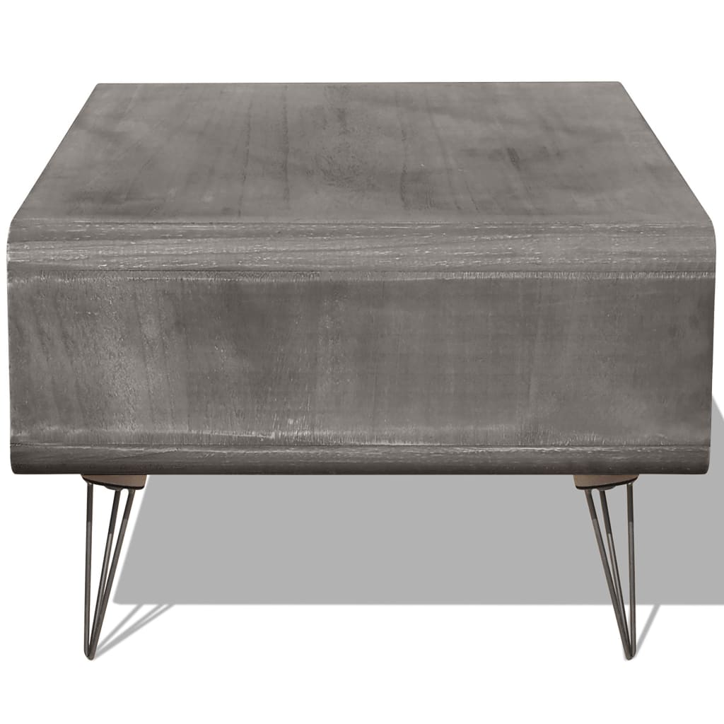 vidaXL Coffee Table 35.4"x21.9"x15.2" Solid Paulownia Wood Gray