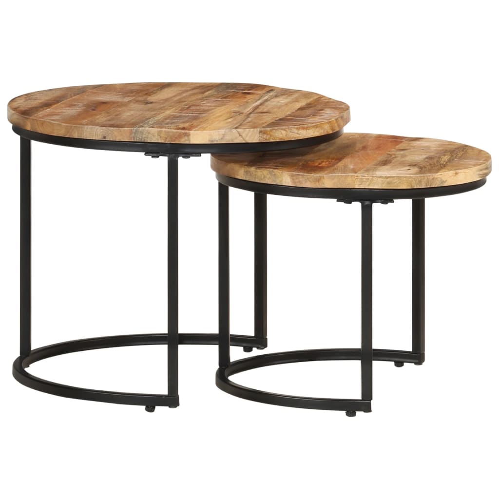 vidaXL Nesting Tables 2 pcs Rough Mango Wood