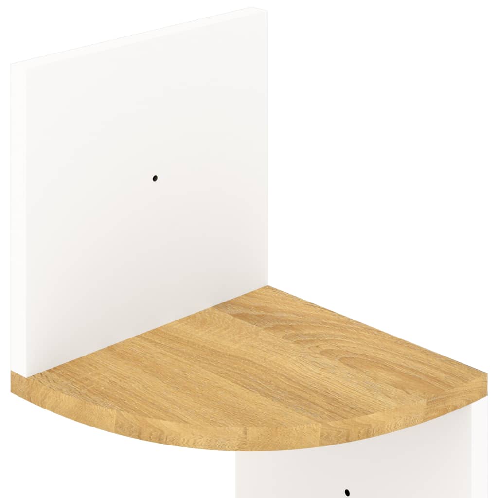 vidaXL Wall Corner Shelf White and Sonoma Oak 7.5"x7.5"x48.4" Engineered Wood
